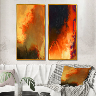 «Abstract Orange Wave», ensemble de 2 impressions sur toile