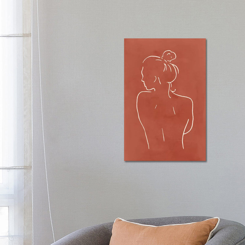 Female Body Sketch - Terracotta - Wrapped Canvas Print, 66.04 cm H x 45.72 cm W