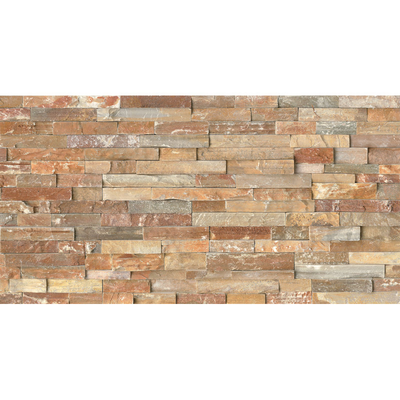 Ledger Random Sized Slate Mosaic Tile in Amber Gold