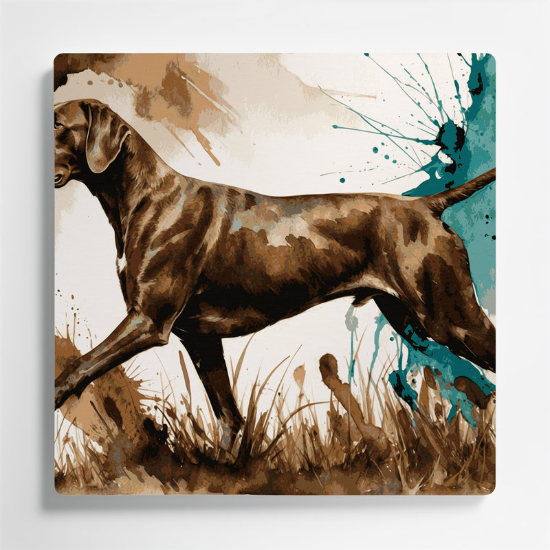 Dogs Pointer Beige Metal Wall Art, 12" H x 12" W