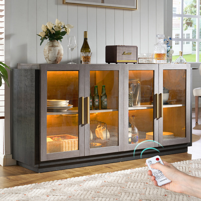 Buffet de 64 po avec grande capacité de rangement Errik, Espresso / Brun