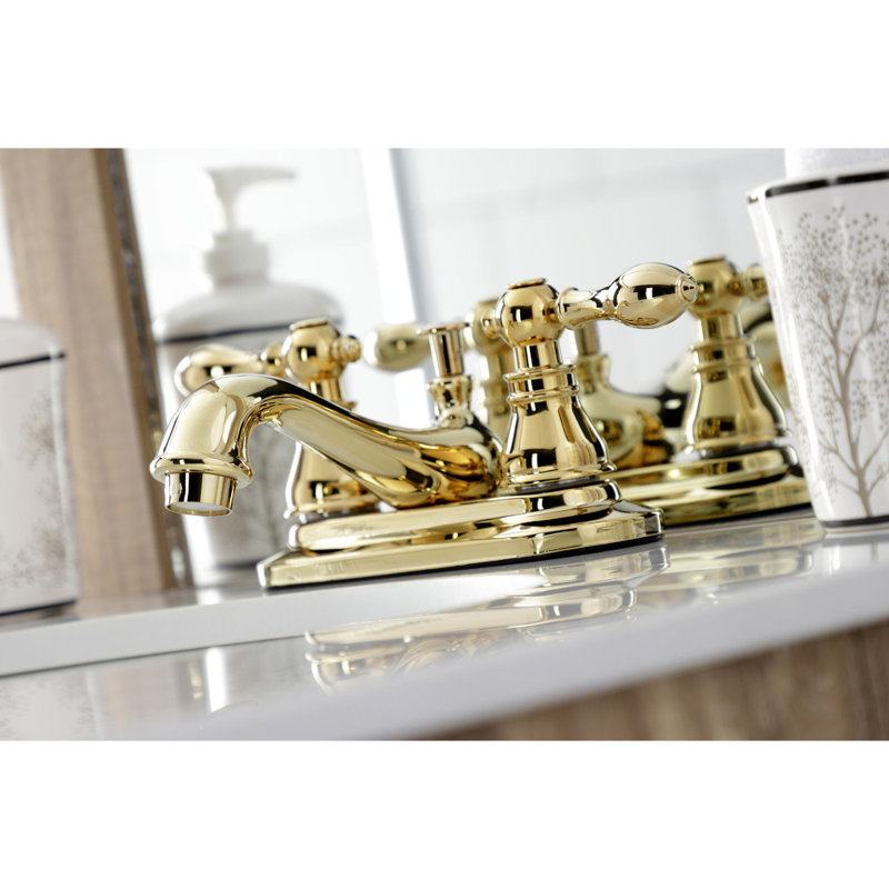 American Classic Centerset Bathroom Faucet with Drain Assembly, Polished Brass