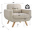 Chaise d'appoint en tissu de lin avec pieds en bois massif, fauteuil rembourré à haut dossier moderne - Canapé simple confortable pour le salon