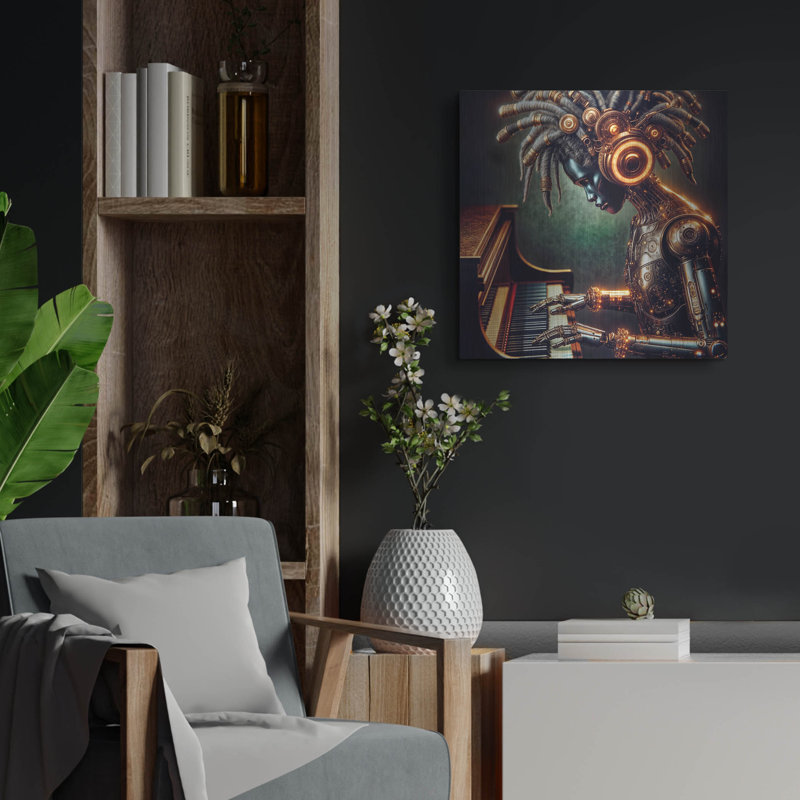  «Cyber Music» par Rey Klimt, art mural en métal, 24 po x 24 po, H 24 po x l 24 po