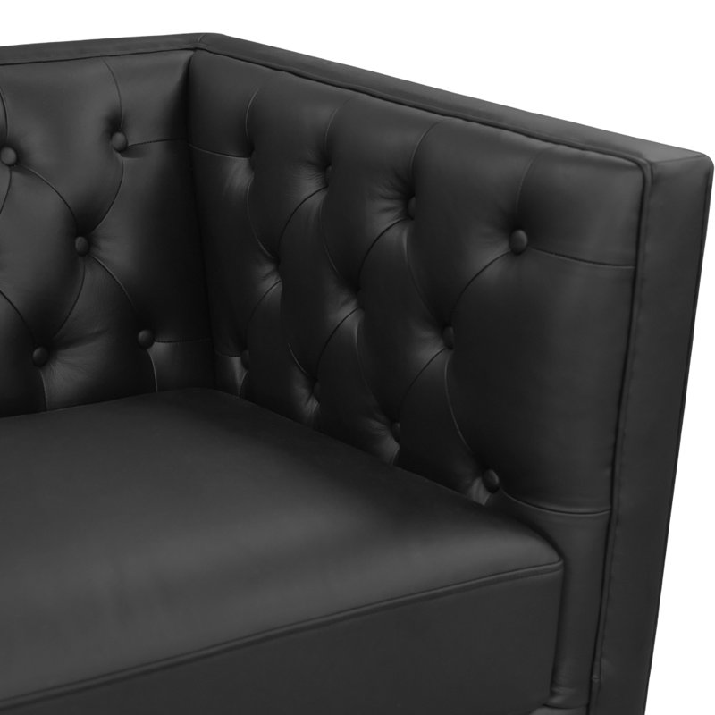 Fielder Sofa Black Leather, Black