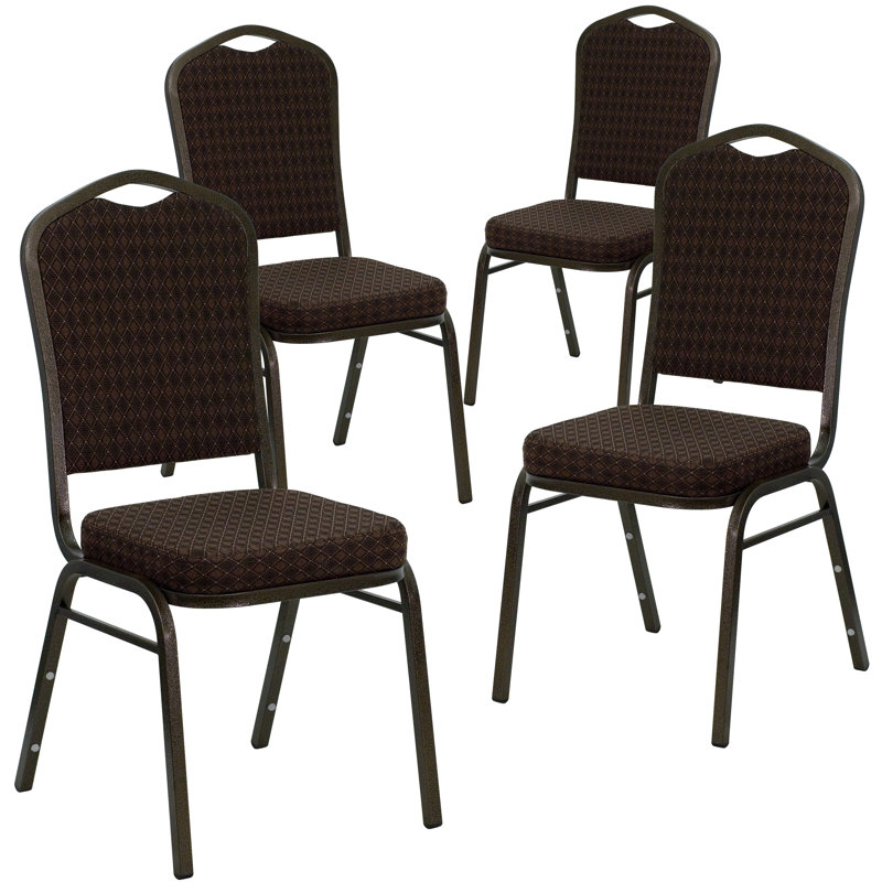 Chaise de banquet empilable Oliverson, Cadre noir, Tissu café, 4