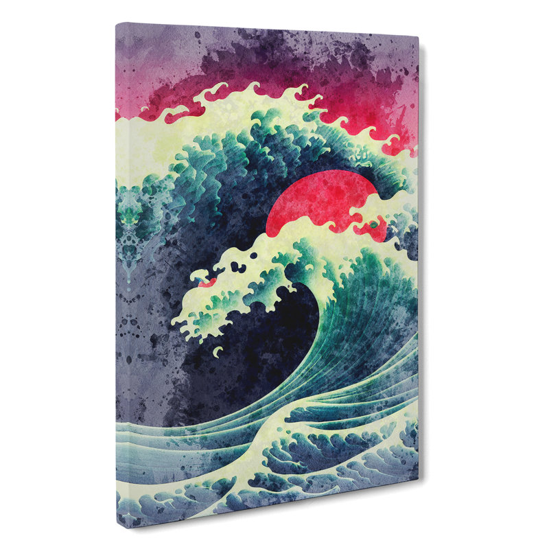 Watercolour Japanese Wave No.2 - Wall Art, Wrapped Canvas, 76cm H x 50cm W, No Matte