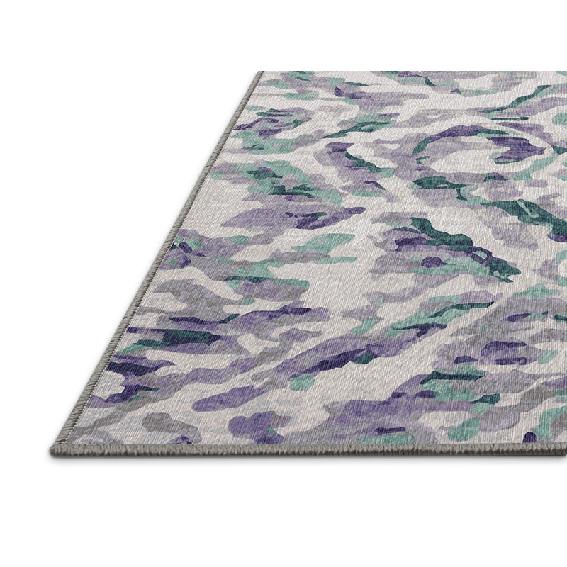 Machine Washable Gray Area Rug, Square 8'