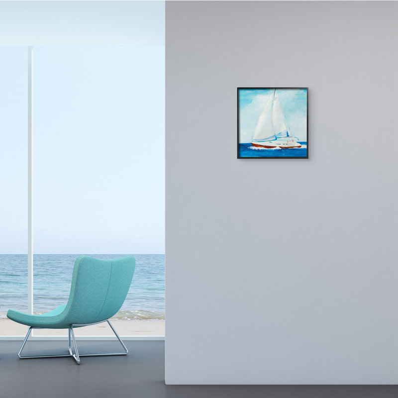 Voilier doux traditionnel d'été «Blue Waves» par Jill Martin - impression, H 12 po x l 12 po x P 1,5 po