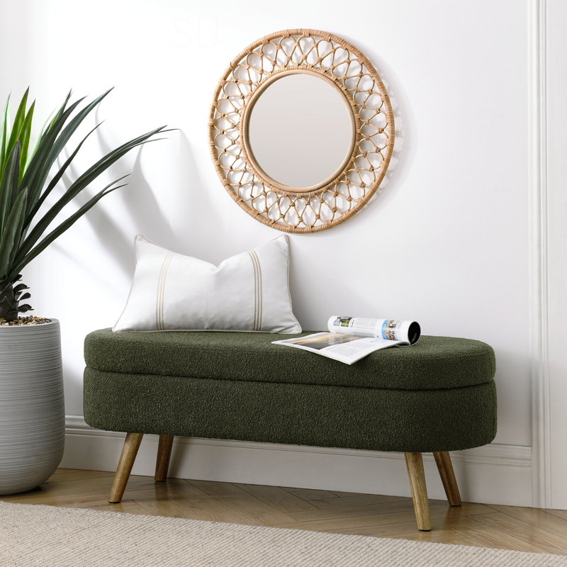Maly Upholstered 2-Seater Storage Bench, Green