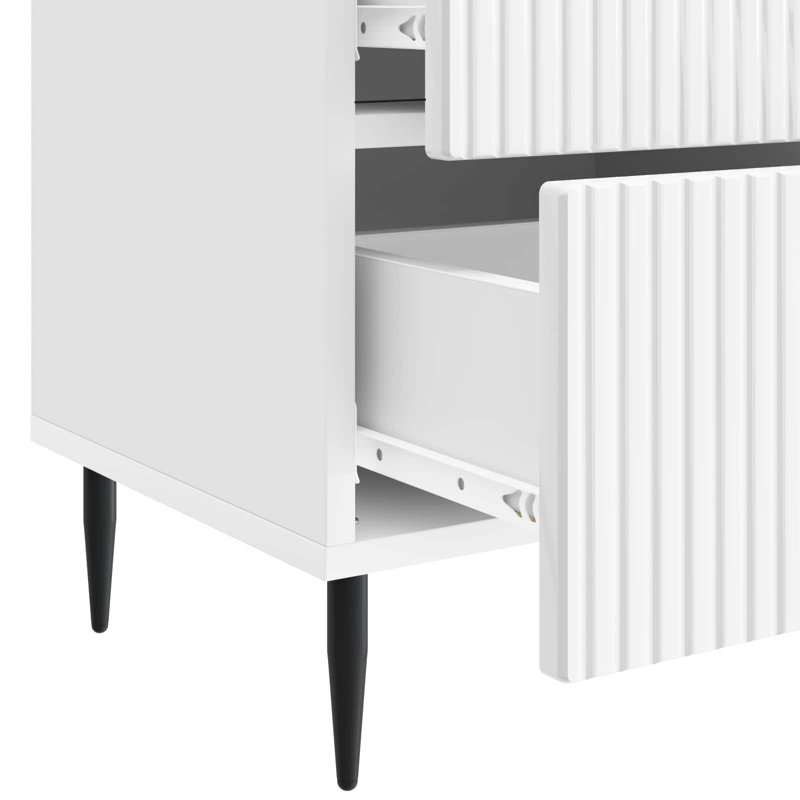 43cm W Manufactured Wood Bedside Table, High Gloss White