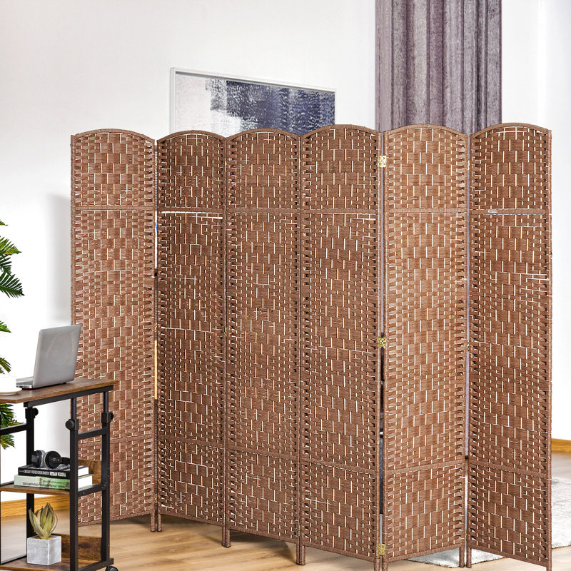 Paravent naturel à tissage haut de 6 pi, cloison élégante à 6 cloisons, design portable et polyvalent - tissage, fabrication artistique