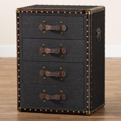 Baxton Studio Jaelyn Vintage Coffee Canvas 4-Drawer End Table