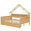 Lits plateforme en bois avec DEL, tablettes de rangement, tiroirs et garde-corps-416496451