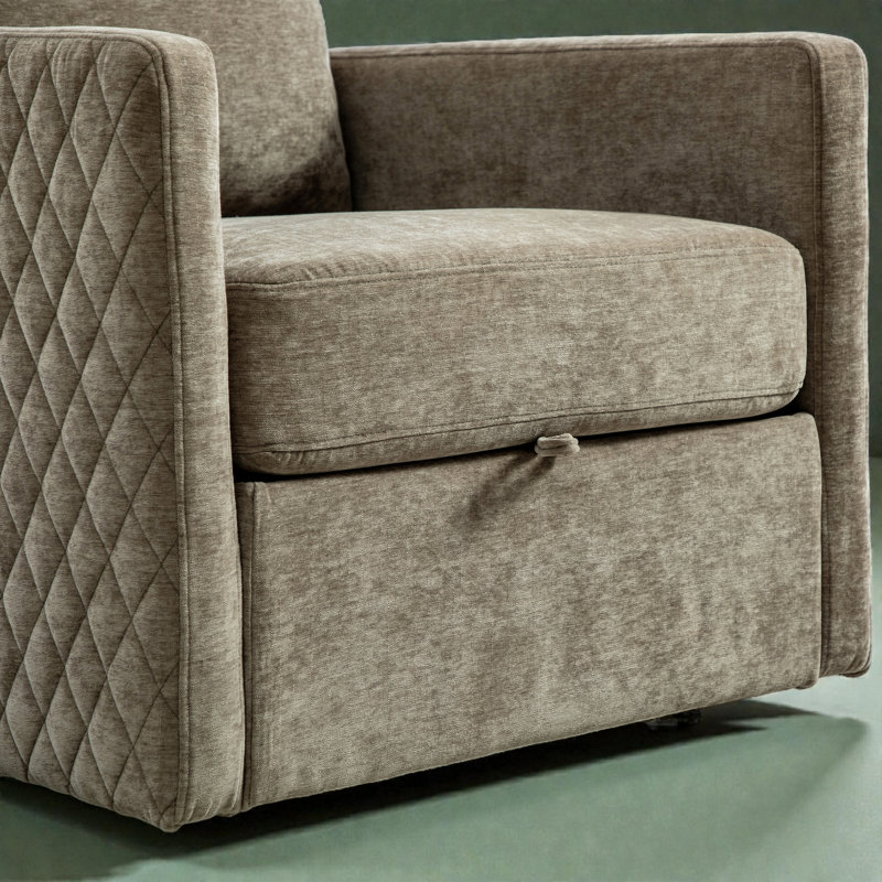 Fauteuil pivotant rembourré avec rangement 29,5 po, Taupe