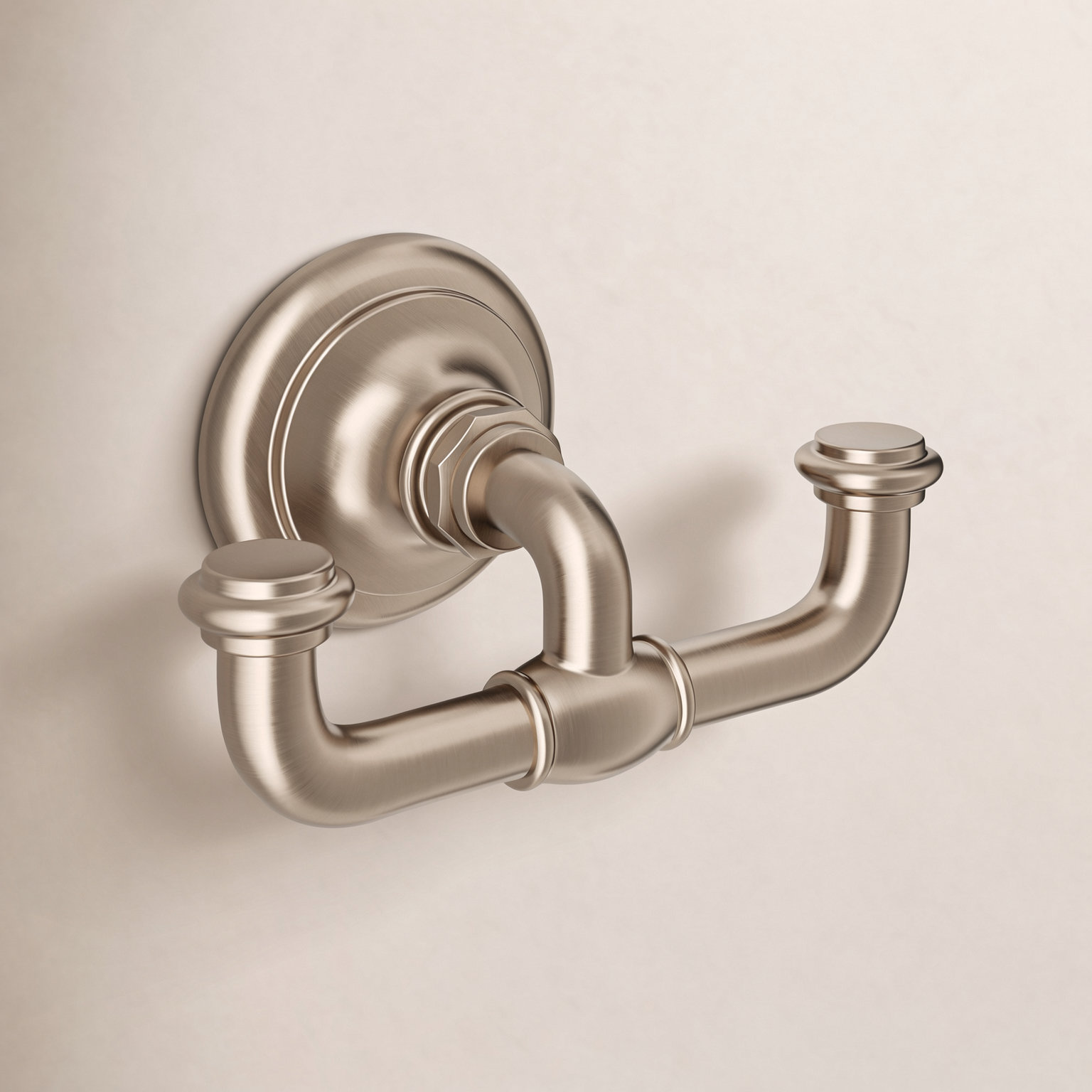 Artifacts Double Wall-Mounted Robe Hook, Vibrant Brushed Bronze