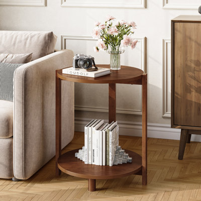 Table de bout en bois massif avec rangement à 2 niveaux