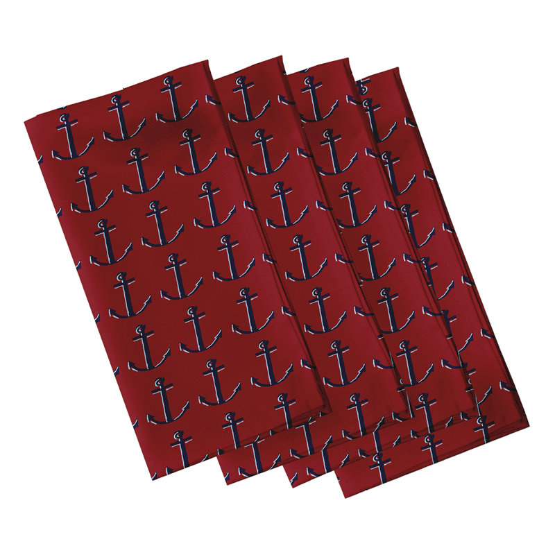 Ensemble de serviettes 4 pièces Wimer Coastal, L 18 po x L 18 po, Rouge foncé