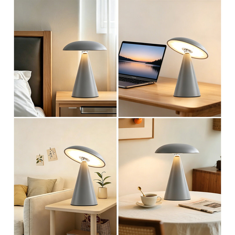 Rechargeable Bedside Table Lamp, Portable LED, Grey