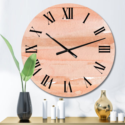 Impression abstraite rose et orange - Horloge murale moderne