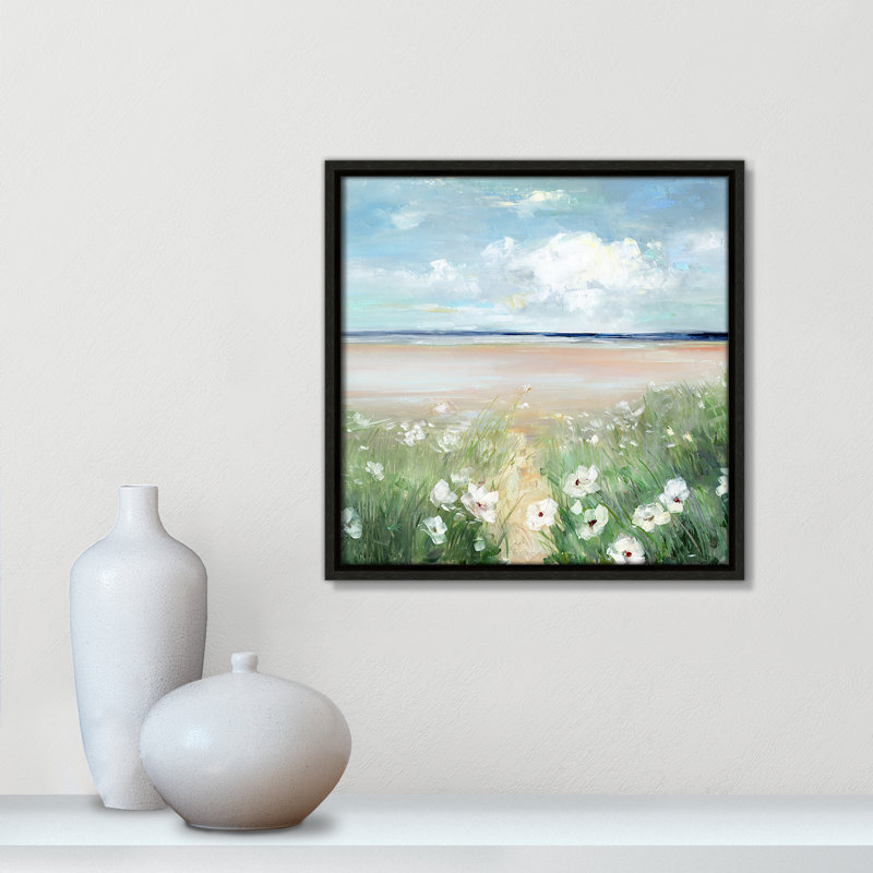 «Ocean Wildflowers» par Sally Swatland, reproduction sur toile flottante, Espresso, H 13,5 po x l 13,5 po x P 2 po