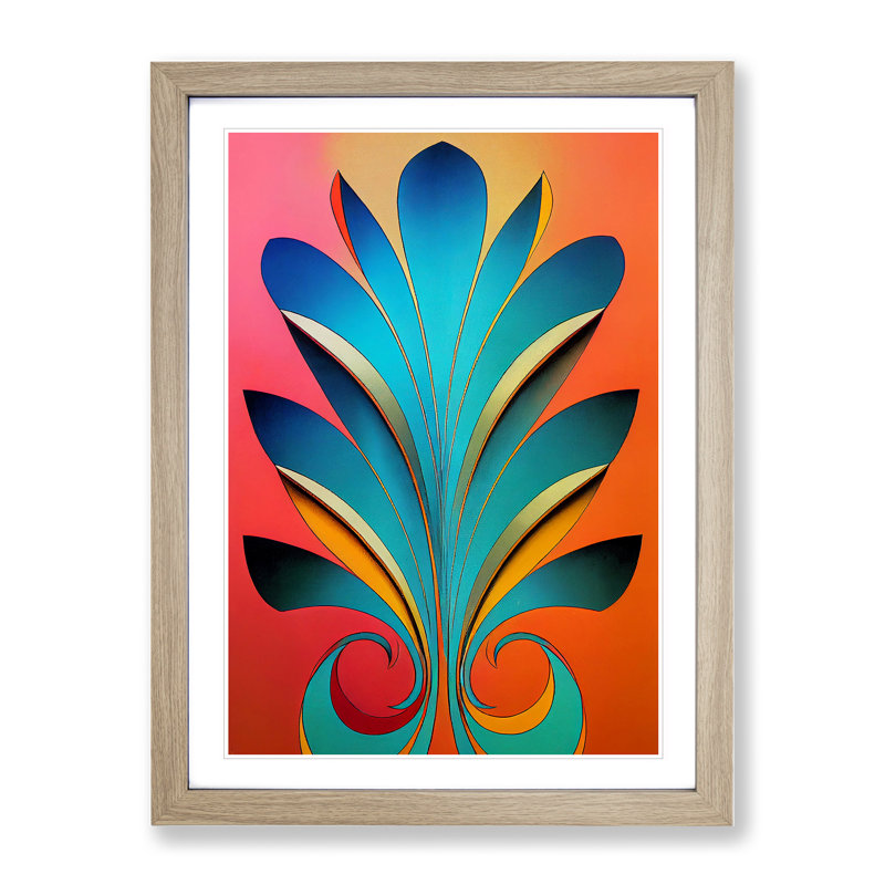 A Surreal Abstract Feather No.4 - Single Picture Frame Print, 64cm H x 46cm W x 2cm D, Oak