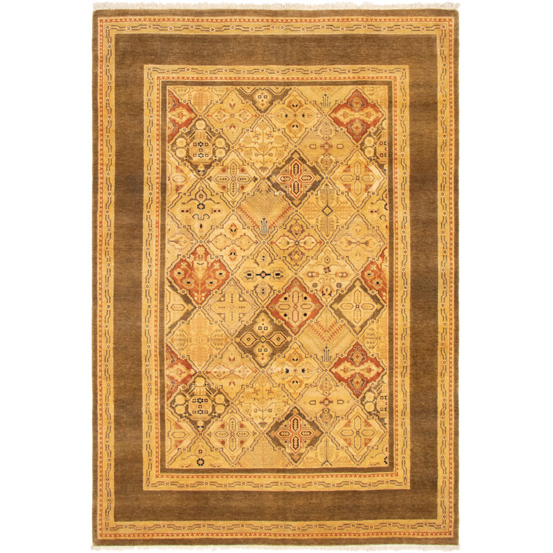 Tapis zone en laine 9 pi 10 po x 8 pi 9 po à la main one-of-kind-noué la 2010 ushak Capela