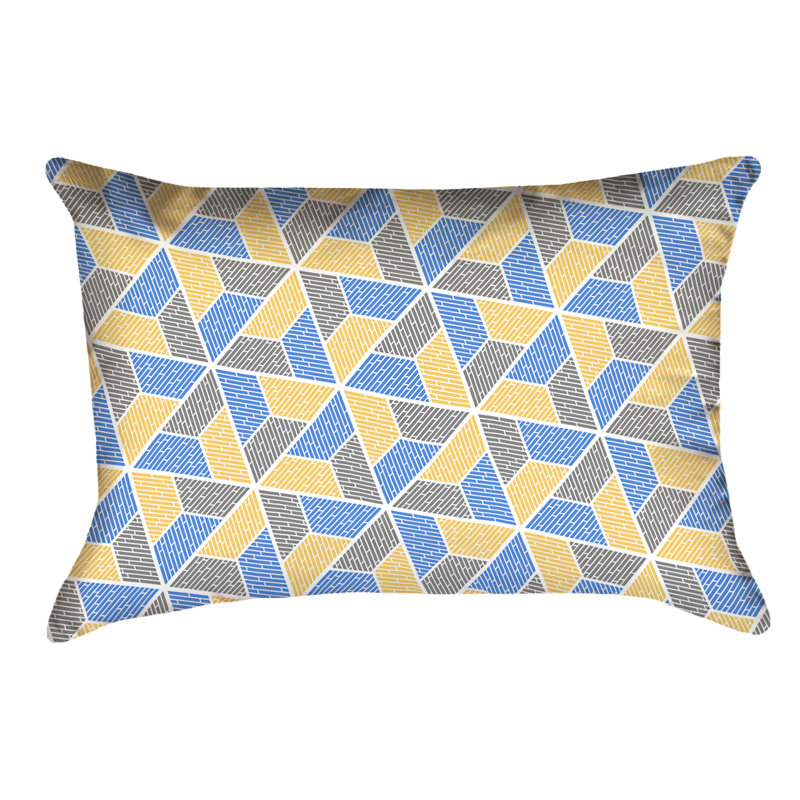 Katelyn Elizabeth Geometric Leather/Suede Reversible Pillow Cover, Faux Linen, Yellow