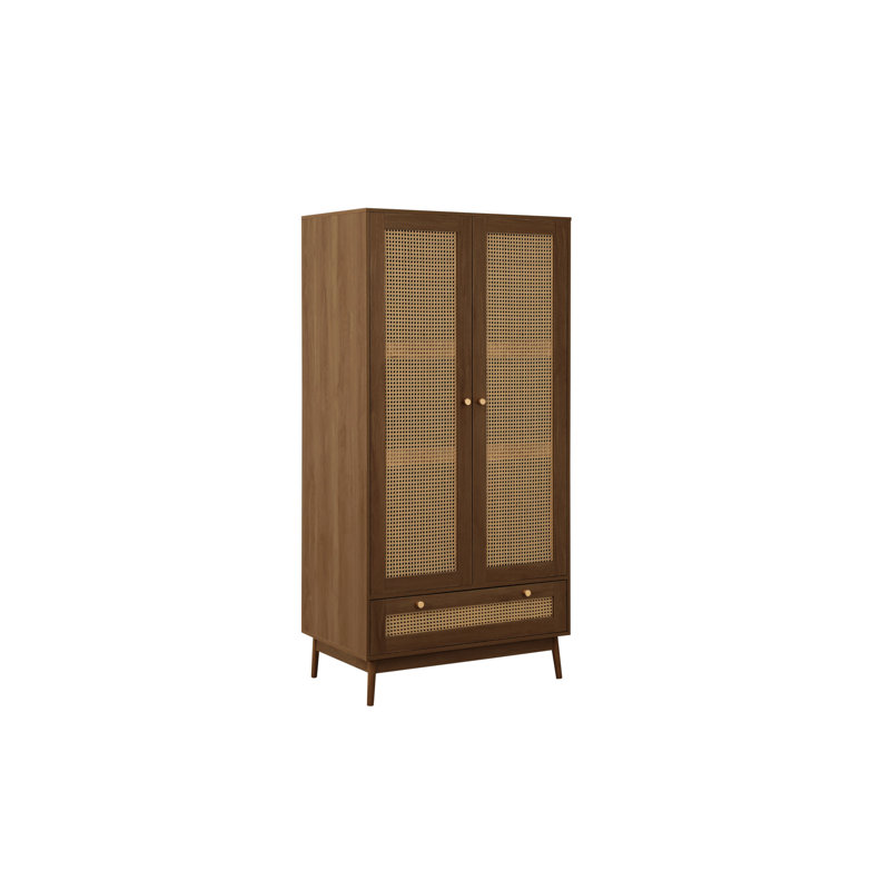 Noemi 2 Door Manufactured Wood Wardrobe, Walnut