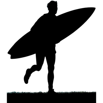 SS11156 Surfer Running Silhouette Cardboard Cutout Standee Standup