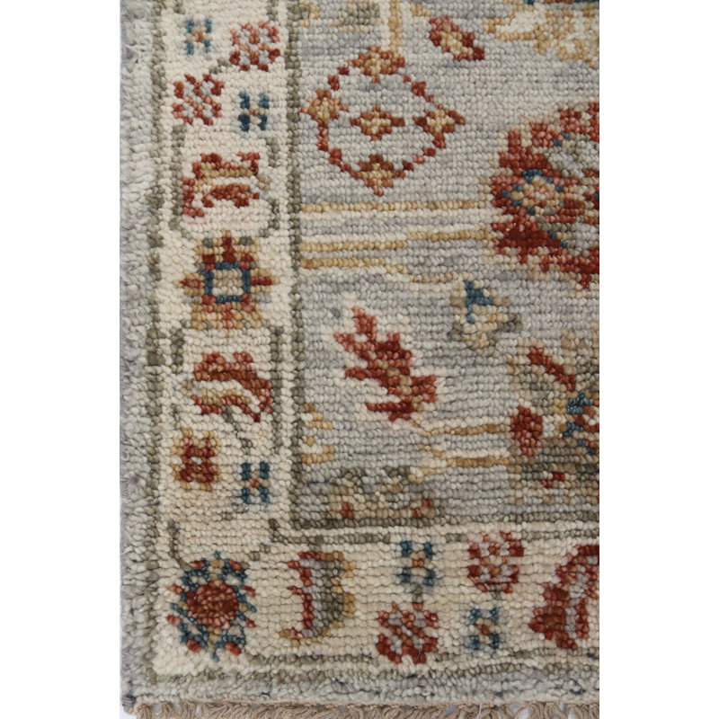 New Indian Mahal Runner Wool On Cotton 2Ft7inx8ft Gray