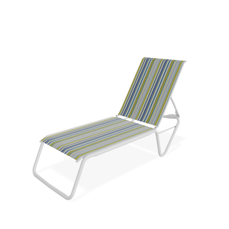 Gardenella Outdoor Chaise Lounge, Textured White Frame/Coastline Seat