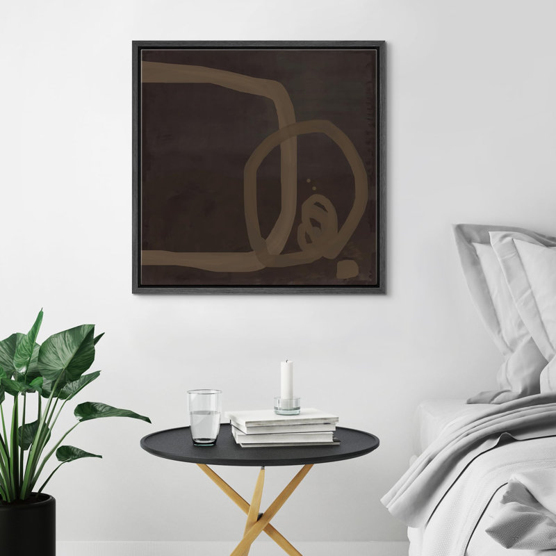 «Geometric Brown Tan Square Circle», reproduction sur toile flottante, H 16 po x l 16 po x P 1,5 po, Noir