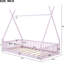 Lit simple en bois avec clôture rose - Fabrication en pin robuste pour l'accessoire de chambre à coucher-1614180066