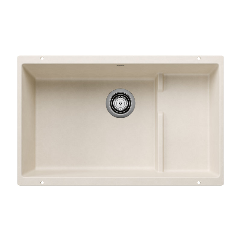 Precis Cascade SILGRANIT 29" Single Bowl Undermount Kitchen Sink with Colander - Soft White, Soft White