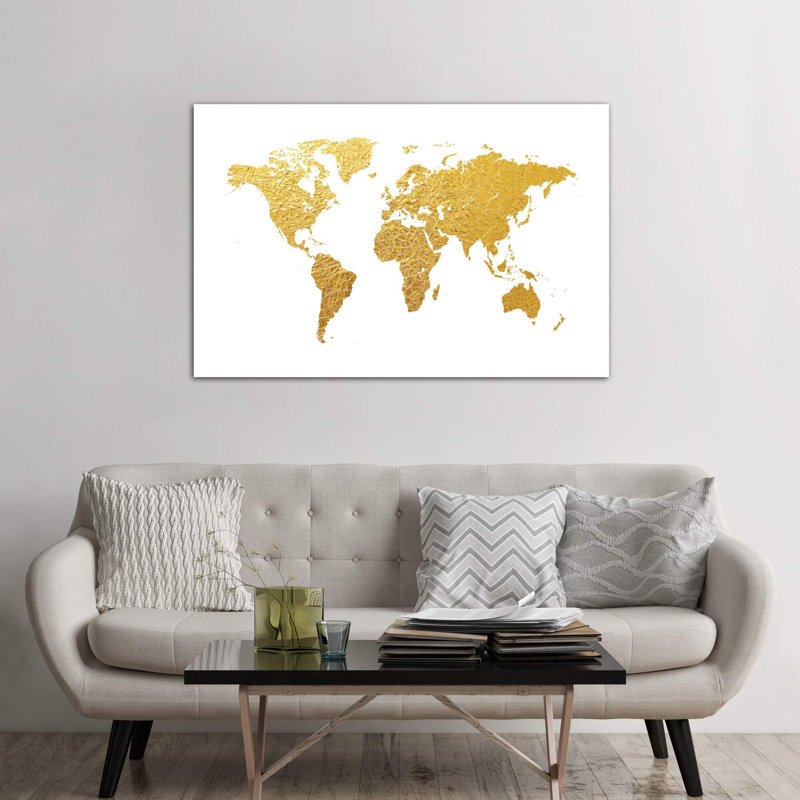 Gold Foil On White by Michael Tompsett - Print on Canvas, Wrapped Canvas, 20.32 cm H x 30.48 cm W
