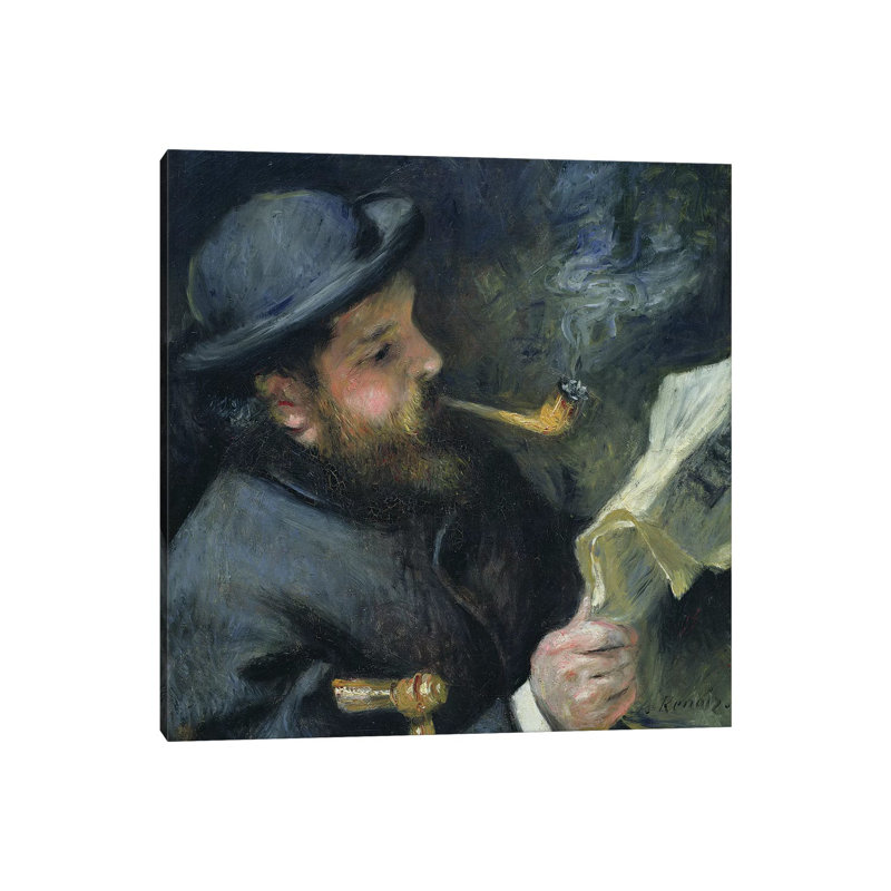 Claude Monet Reading A Newspaper, 1872 by Pierre-Auguste Renoir - Wrapped Canvas Gallery-Wrapped Canvas Giclée