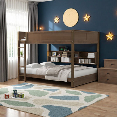 Lit superposé grand sur grand avec armoires de rangement et ports USB en blanc - Un confort ultime pour une vie moderne