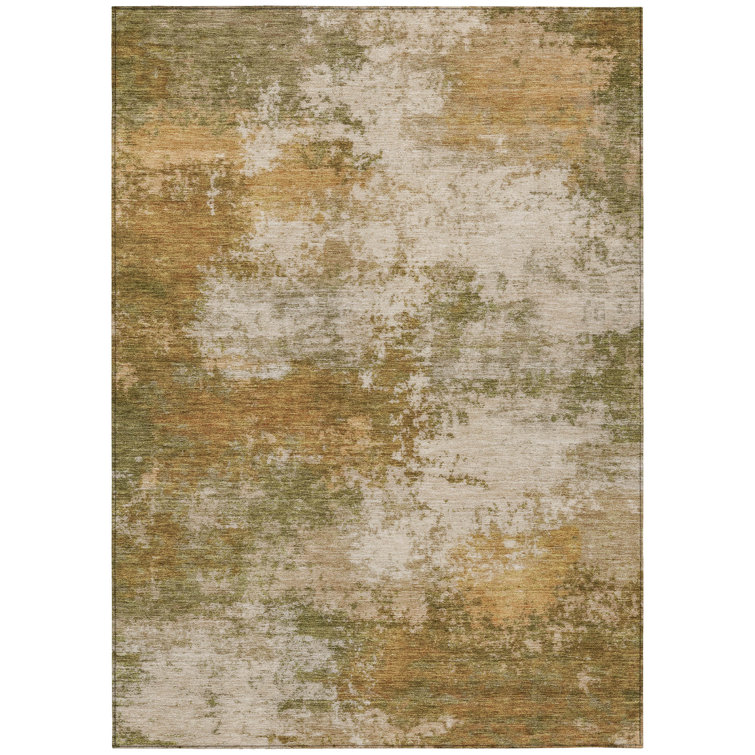 Machine Washable Indoor/Outdoor Xhevrie Copper Rug