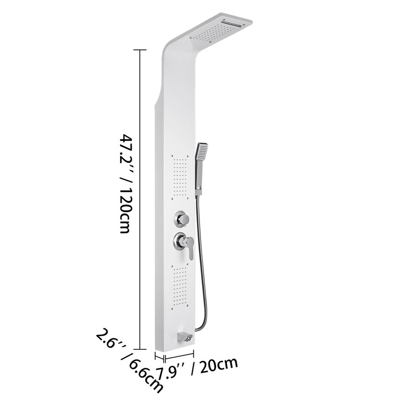 47.2'' Shower Panel with Adjustable Shower Head, White