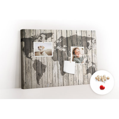 Wall Mounted cork board with print wall art notice boards decorative bulletin board ideas Map on old wood