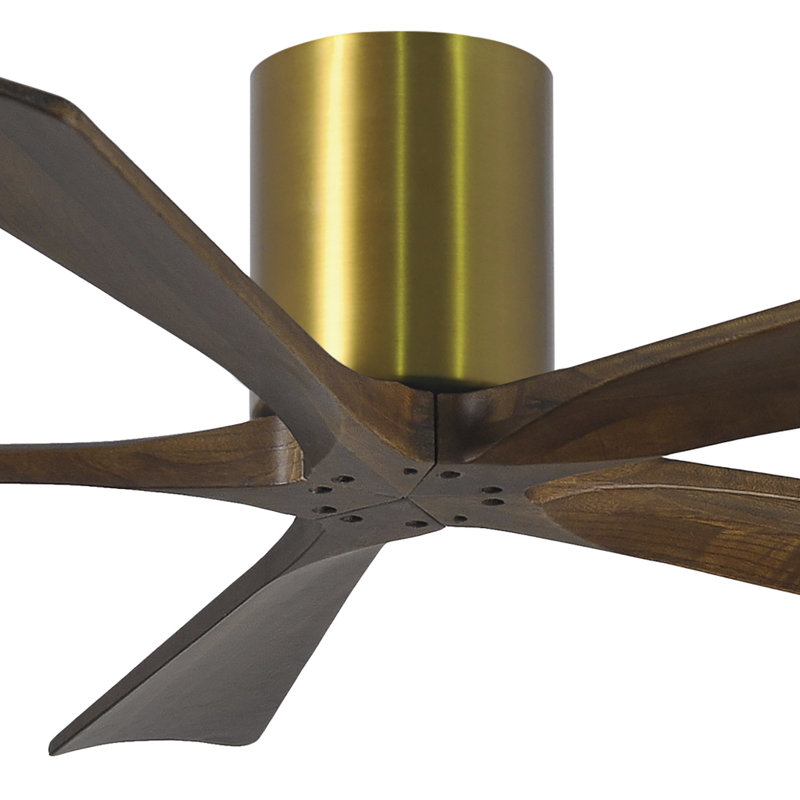 Ventilateur à pales encastré 5 pales Irene, Laiton brossé, 52", Ton noyer