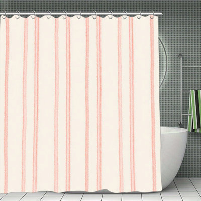 Rideau de bain Coral Stripe, cloison de salle de bain aux tons doux - 72 po x 72 po