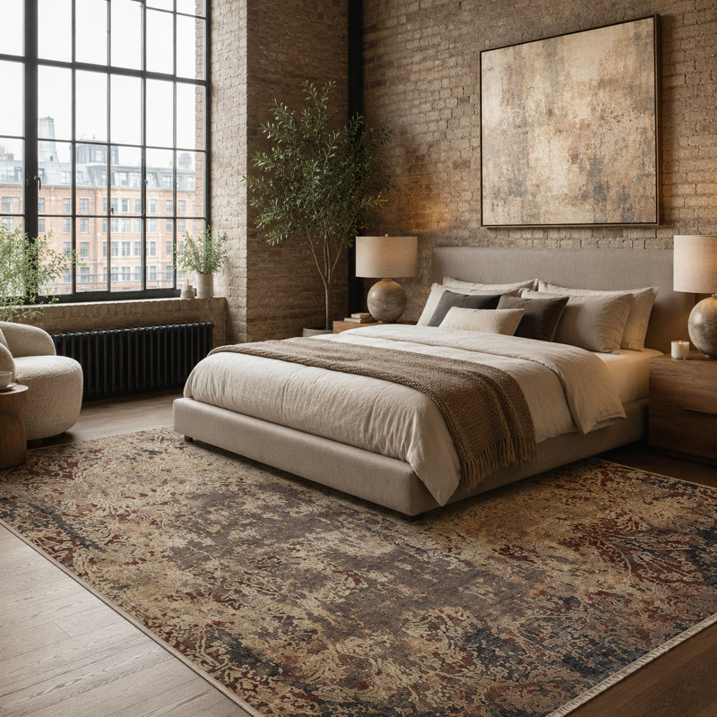Vintage Look Cotton and Chenille Flatweave Area Rug, 160 cm round