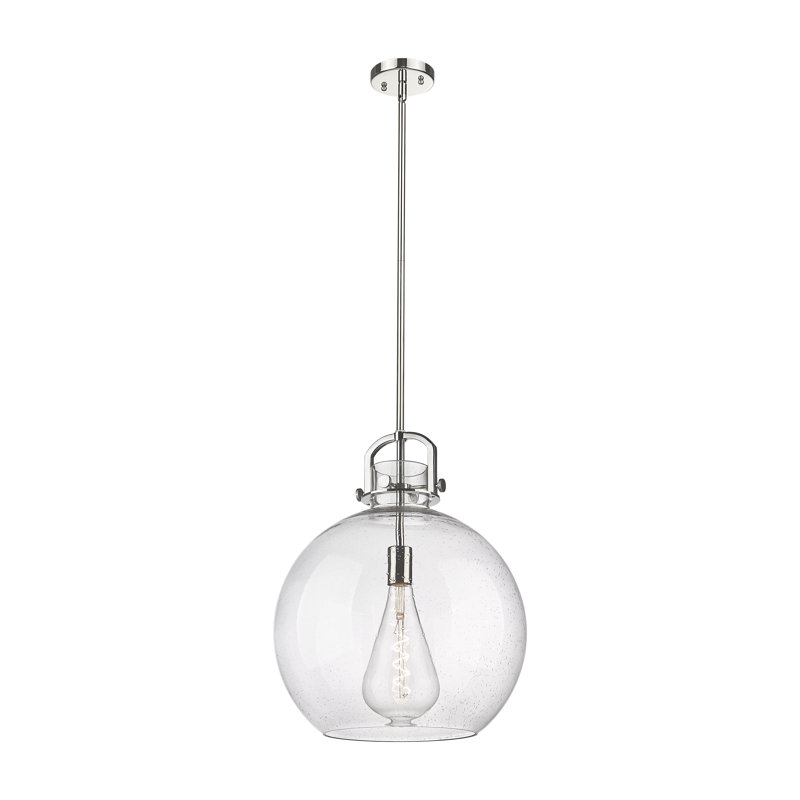 Luminaire suspendu à 1 tige Sligo, Grainé, H 19,5 po x l 16 po x P 16 po, Nickel poli