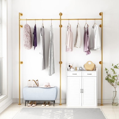 Industrial Pipe Clothing Rack, Wall Mounted Display Garment Rack