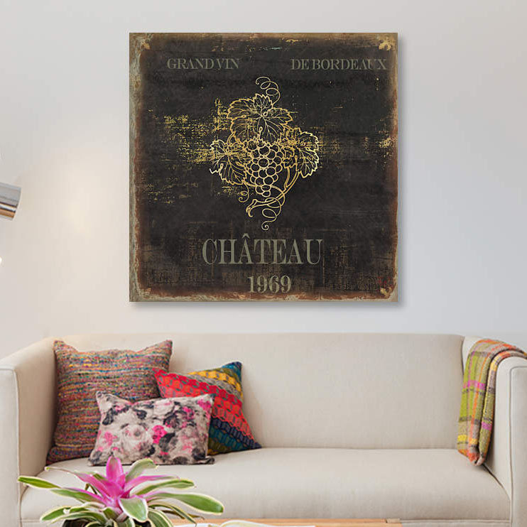 « vino i », impression sur toile, H 26 po x l 26 po x P 1,5 po