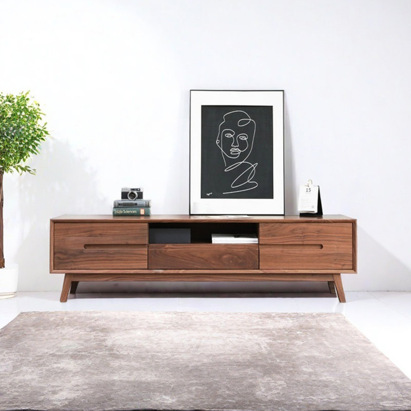 Meuble télé moderne et simple en bois massif, 78.74"