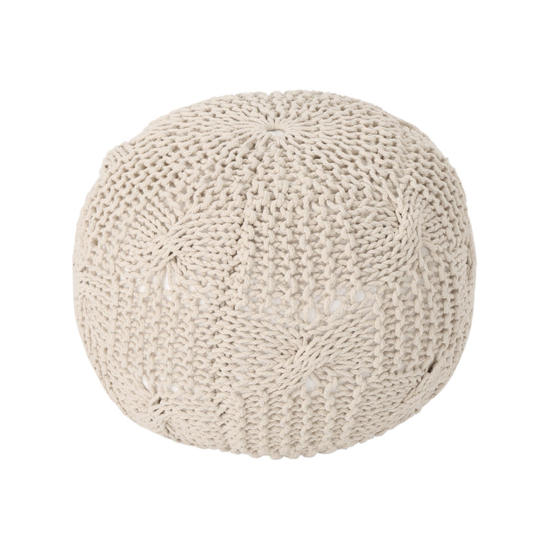 Pouf rond en coton Bordeaux, beige, Beige