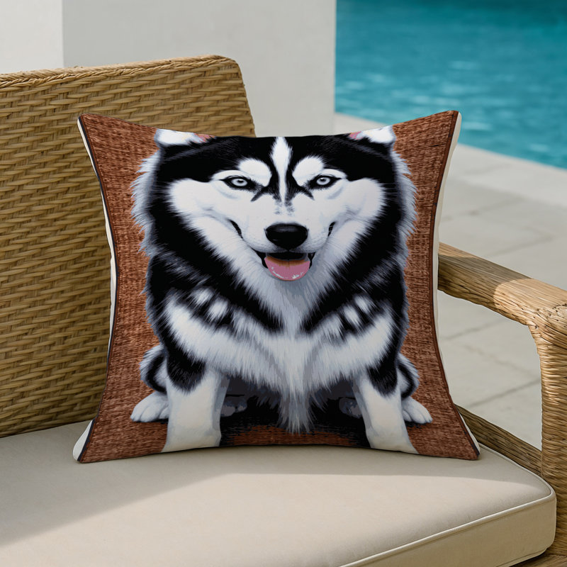 Indoor and Outdoor Throw Pillow, Square 18", Siberian Husky